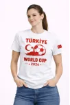 Kadın Türkiye World Cup 2026 Baskılı Tişört Futbol Temalı Forma T-shirt - Beyaz Kadın Türkiye World Cup 2026 Baskılı Tişört Futbol Temalı Forma T-shirt - Beyaz