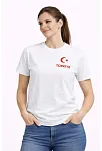 Kadın Türkiye Ay Yıldız Baskılı Taraftar Forma T-shirt - Beyaz