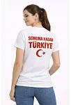 Kadın Türkiye Ay Yıldız Baskılı Taraftar Forma T-shirt - Beyaz