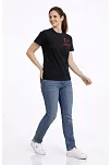 Kadın Türkiye Ay Yıldız Baskılı Taraftar Forma T-shirt - Siyah