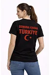Kadın Türkiye Ay Yıldız Baskılı Taraftar Forma T-shirt - Siyah