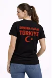 Kadın Türkiye Ay Yıldız Baskılı Taraftar Forma T-shirt - Siyah Kadın Türkiye Ay Yıldız Baskılı Taraftar Forma T-shirt - Siyah