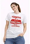 Kadın Türkiye Baskılı Tişört Ay Yıldız 2026 Dünya Kupası Taraftar Forma T-shirt - Beyaz