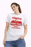 Kadın Türkiye Baskılı Tişört Ay Yıldız 2026 Dünya Kupası Taraftar Forma T-shirt - Beyaz