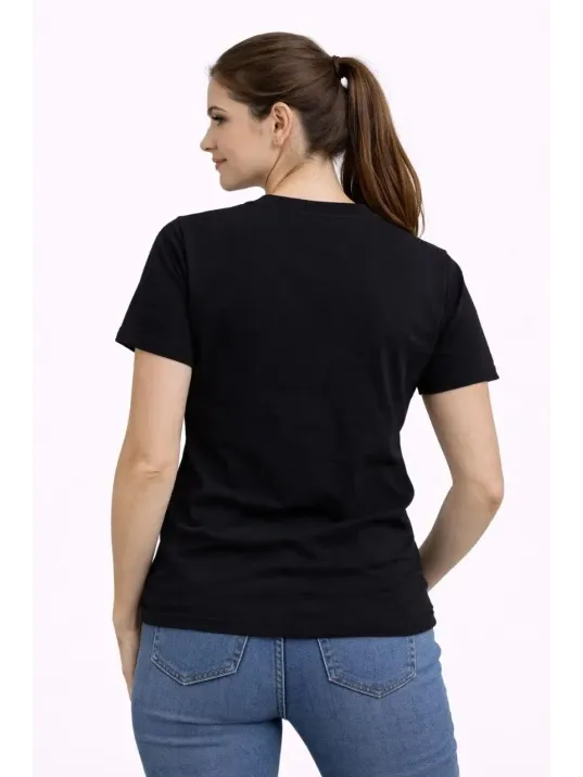 Kadın Türkiye Baskılı Tişört Ay Yıldız 2026 Dünya Kupası Taraftar Forma T-shirt - Siyah