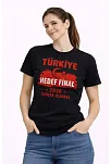 Kadın Türkiye Baskılı Tişört Ay Yıldız 2026 Dünya Kupası Taraftar Forma T-shirt - Siyah