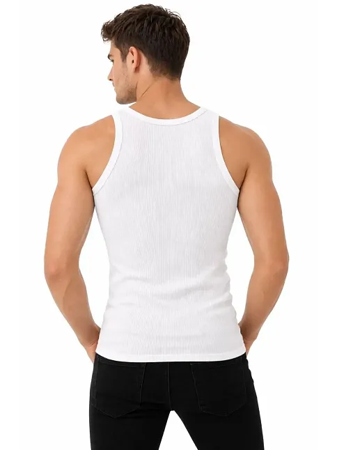 Erkek Fitilli Likralı Kaşkorse Atlet Vücuda Oturan Basic Şıklık - Beyaz
