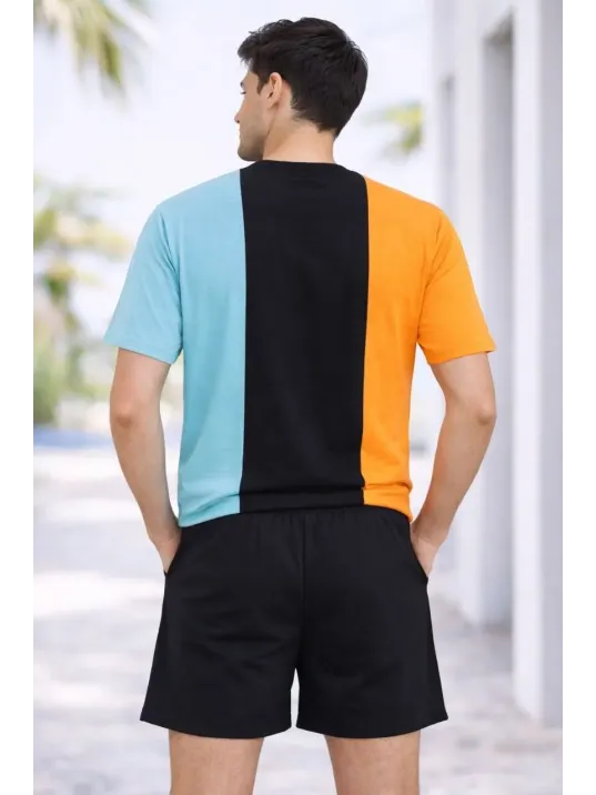 Erkek Nakışlı Tişört Şort İkili Takım Oversize Yazlık Kombin - Çok Renkli