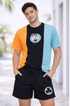 Erkek Nakışlı Tişört Şort İkili Takım Oversize Yazlık Kombin - Çok Renkli