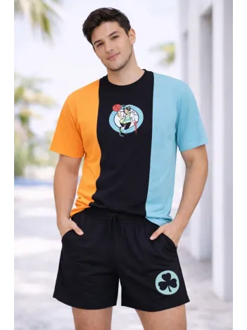 Erkek Nakışlı Tişört Şort İkili Takım Oversize Yazlık Kombin - Çok Renkli