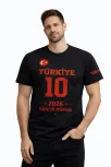Erkek Türkiye Baskılı Tişört 2026 Dünya Kupası Taraftar Forma T-shirt - Siyah