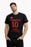 Erkek Türkiye Baskılı Tişört 2026 Dünya Kupası Taraftar Forma T-shirt - Siyah