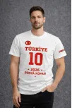 Erkek Türkiye Baskılı Tişört 2026 Dünya Kupası Taraftar Forma T-shirt - Beyaz