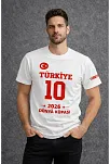 Erkek Türkiye Baskılı Tişört 2026 Dünya Kupası Taraftar Forma T-shirt - Beyaz