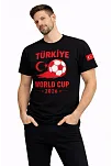 Erkek Türkiye World Cup 2026 Baskılı Tişört Futbol Temalı Forma T-shirt - Siyah