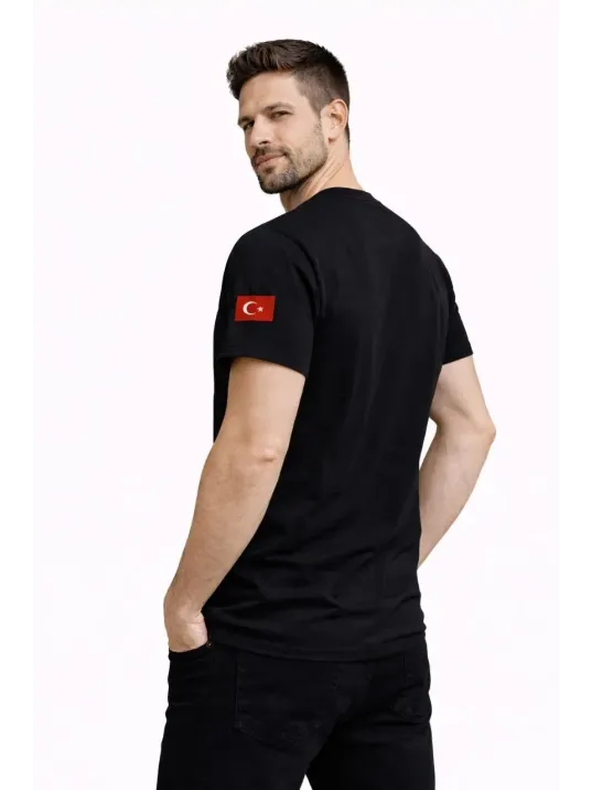 Erkek Türkiye World Cup 2026 Baskılı Tişört Futbol Temalı Forma T-shirt - Siyah