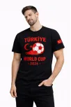 Erkek Türkiye World Cup 2026 Baskılı Tişört Futbol Temalı Forma T-shirt - Siyah