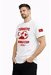 Erkek Türkiye World Cup 2026 Baskılı Tişört Futbol Temalı Forma T-shirt - Beyaz