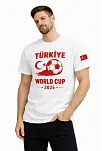 Erkek Türkiye World Cup 2026 Baskılı Tişört Futbol Temalı Forma T-shirt - Beyaz