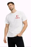 Erkek Türkiye Ay Yıldız Baskılı Taraftar Forma T-shirt - Beyaz Erkek Türkiye Ay Yıldız Baskılı Taraftar Forma T-shirt - Beyaz