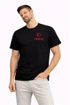 Erkek Türkiye Ay Yıldız Baskılı Taraftar Forma T-shirt - Siyah