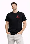 Erkek Türkiye Ay Yıldız Baskılı Taraftar Forma T-shirt - Siyah