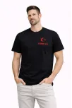 Erkek Türkiye Ay Yıldız Baskılı Taraftar Forma T-shirt - Siyah