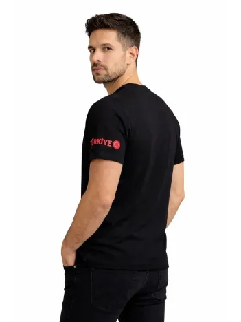 Erkek Türkiye Ay Yıldız Baskılı 10 Numara Forma Tişört Taraftar T-shirt - Siyah