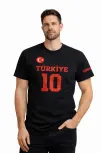 Erkek Türkiye Ay Yıldız Baskılı 10 Numara Forma Tişört Taraftar T-shirt - Siyah Erkek Türkiye Ay Yıldız Baskılı 10 Numara Forma Tişört Taraftar T-shirt - Siyah