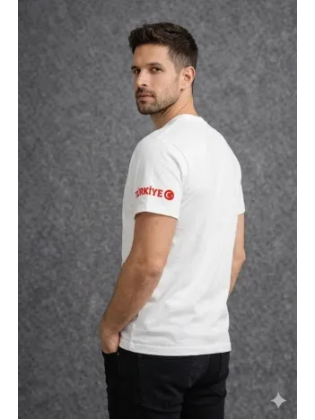 Erkek Türkiye Ay Yıldız Baskılı 10 Numara Forma Tişört Taraftar T-shirt - Beyaz