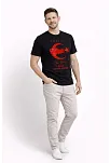 Erkek Türkiye Ay Yıldız Baskılı Taraftar Forma T-shirt - Siyah