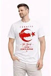 Erkek Türkiye Ay Yıldız Baskılı Taraftar Forma T-shirt - Beyaz