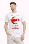 Erkek Türkiye Ay Yıldız Baskılı Taraftar Forma T-shirt - Beyaz Erkek Türkiye Ay Yıldız Baskılı Taraftar Forma T-shirt - Beyaz