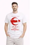 Erkek Türkiye Ay Yıldız Baskılı Taraftar Forma T-shirt - Beyaz Erkek Türkiye Ay Yıldız Baskılı Taraftar Forma T-shirt - Beyaz