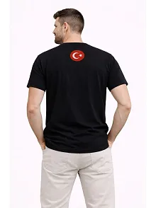Erkek Türkiye Baskılı Tişört Ay Yıldız 2026 Dünya Kupası Taraftar Forma T-shirt - Siyah