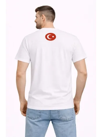 Erkek Türkiye Baskılı Tişört Ay Yıldız 2026 Dünya Kupası Taraftar Forma T-shirt - Beyaz