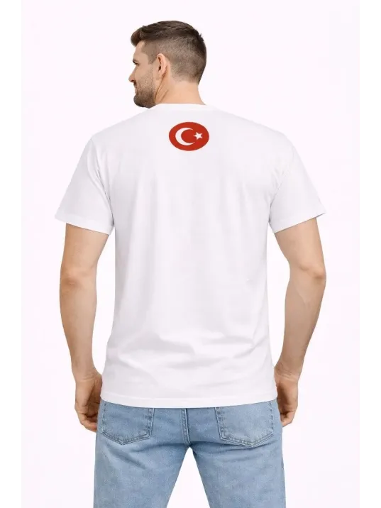 Erkek Türkiye Baskılı Tişört Ay Yıldız 2026 Dünya Kupası Taraftar Forma T-shirt - Beyaz
