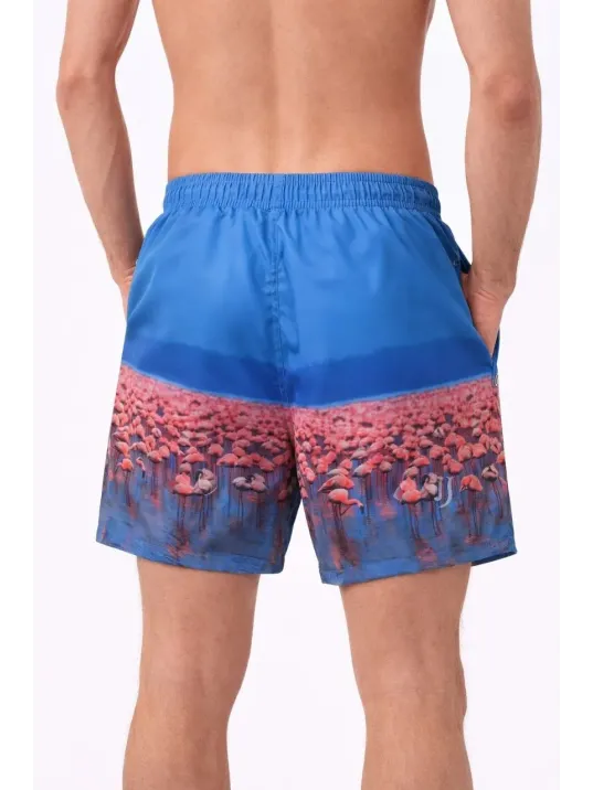 Erkek Deniz Şortu Fermuarlı Cepli File Astarlı Hızlı Kuruyan Premium - Mavi Erkek Deniz Şortu Fermuarlı Cepli File Astarlı Hızlı Kuruyan Premium - Mavi