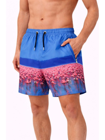 Erkek Deniz Şortu Fermuarlı Cepli File Astarlı Hızlı Kuruyan Premium - Mavi