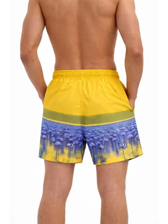 Erkek Deniz Şortu Fermuarlı Cepli File Astarlı Hızlı Kuruyan Premium - Sarı Erkek Deniz Şortu Fermuarlı Cepli File Astarlı Hızlı Kuruyan Premium - Sarı