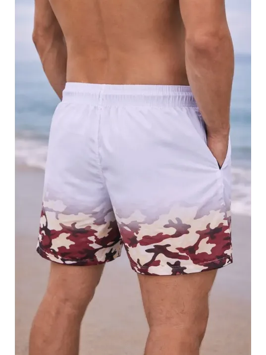 Erkek Deniz Şortu Fermuarlı Cepli File Astarlı Hızlı Kuruyan Premium - Beyaz Erkek Deniz Şortu Fermuarlı Cepli File Astarlı Hızlı Kuruyan Premium - Beyaz