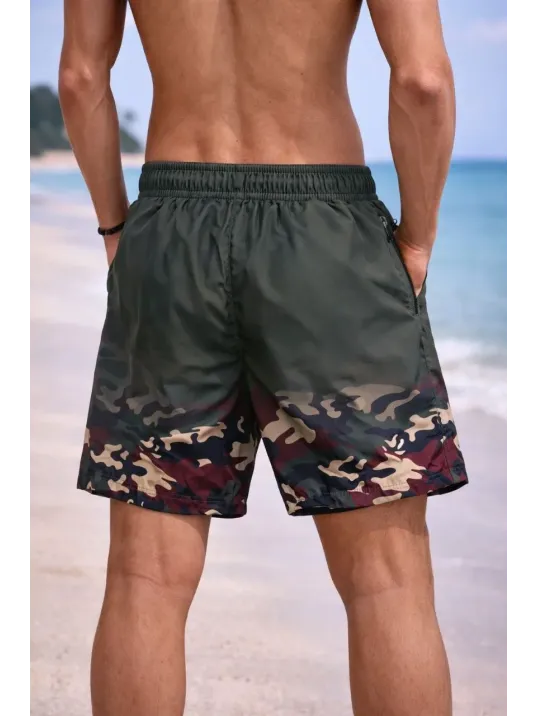 Erkek Deniz Şortu Fermuarlı Cepli File Astarlı Hızlı Kuruyan Premium - Haki Erkek Deniz Şortu Fermuarlı Cepli File Astarlı Hızlı Kuruyan Premium - Haki