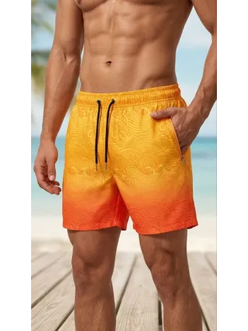 Erkek Deniz Şortu Fermuarlı Cepli File Astarlı Hızlı Kuruyan Premium - Çok Renkli