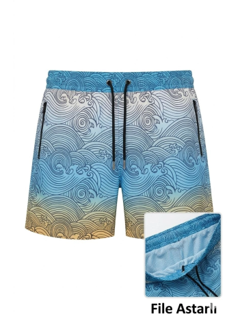 Erkek Deniz Şortu Fermuarlı Cepli File Astarlı Hızlı Kuruyan Premium - Çok Renkli