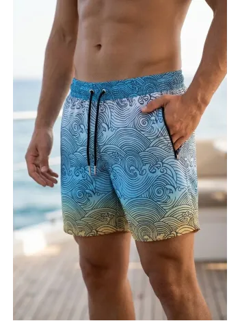 Erkek Deniz Şortu Fermuarlı Cepli File Astarlı Hızlı Kuruyan Premium - Çok Renkli