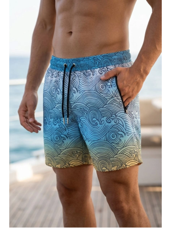 Erkek Deniz Şortu Fermuarlı Cepli File Astarlı Hızlı Kuruyan Premium - Çok Renkli