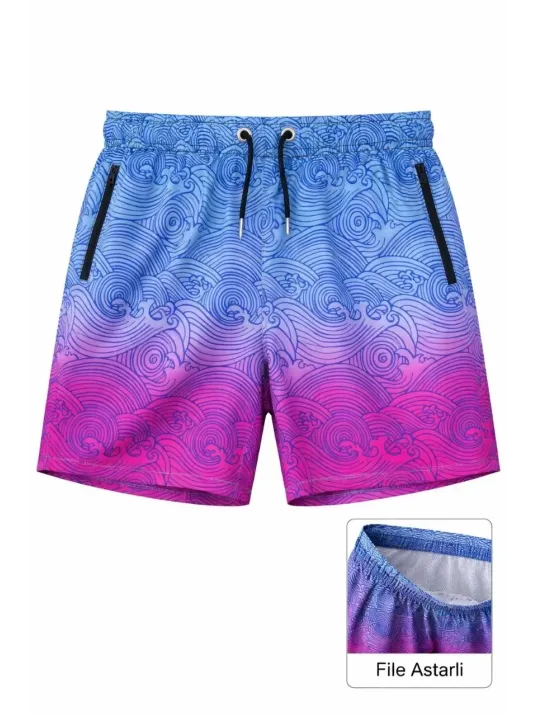Erkek Deniz Şortu Fermuarlı Cepli File Astarlı Hızlı Kuruyan Premium - Çok Renkli Erkek Deniz Şortu Fermuarlı Cepli File Astarlı Hızlı Kuruyan Premium - Çok Renkli