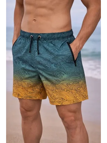 Erkek Deniz Şortu Fermuarlı Cepli File Astarlı Hızlı Kuruyan Premium - Çok Renkli