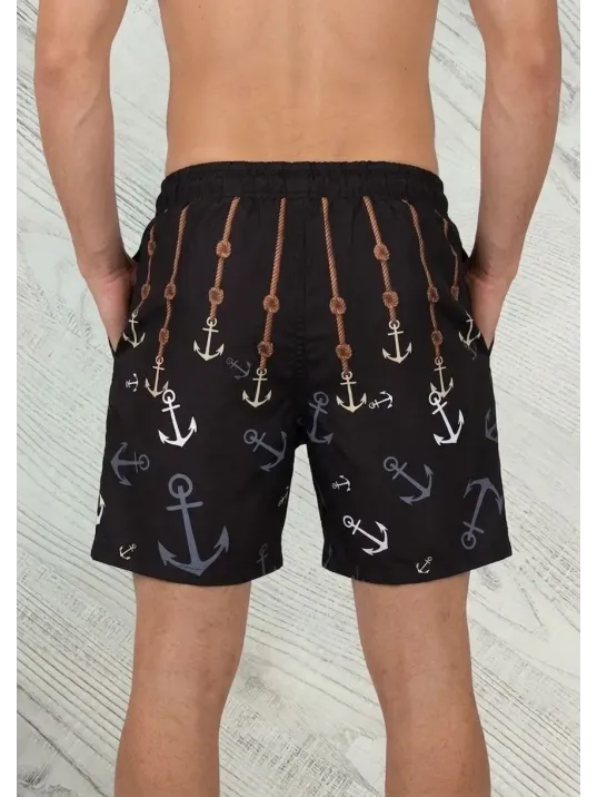 Erkek Deniz Şortu Fermuarlı Cepli File Astarlı Hızlı Kuruyan Premium - Siyah Erkek Deniz Şortu Fermuarlı Cepli File Astarlı Hızlı Kuruyan Premium - Siyah