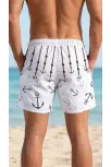 Erkek Deniz Şortu Fermuarlı Cepli File Astarlı Hızlı Kuruyan Premium - Beyaz Erkek Deniz Şortu Fermuarlı Cepli File Astarlı Hızlı Kuruyan Premium - Beyaz